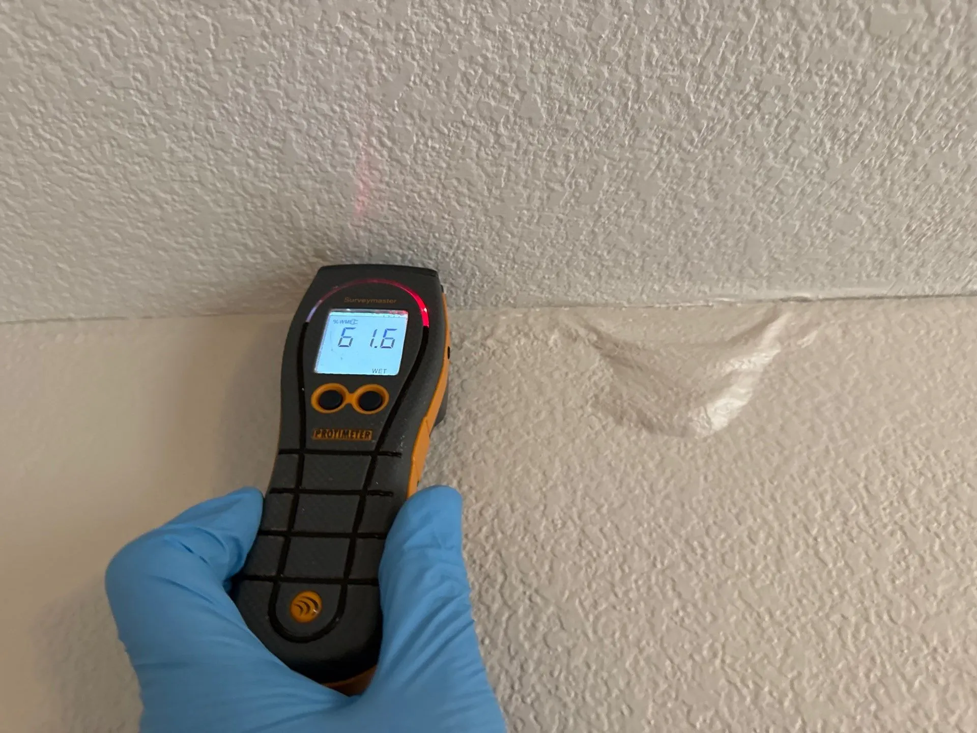 moisture meter showing water damage
